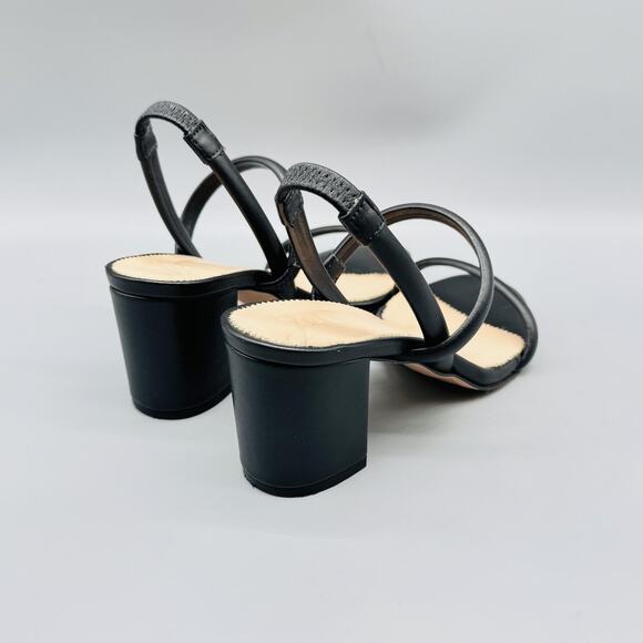 J Crew Sandals Womens 6 Black Leather Strappy Slingback Block Heel Dress Shoes - Picture 9 of 12